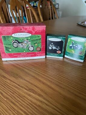 Hallmark Keepsake Fat Boy Harley-Davidson Motorcycle Ornaments - lot of 3.